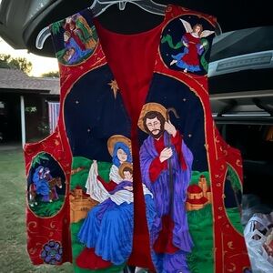 Christmas Nativity Scene Star handmade vintage Vest.